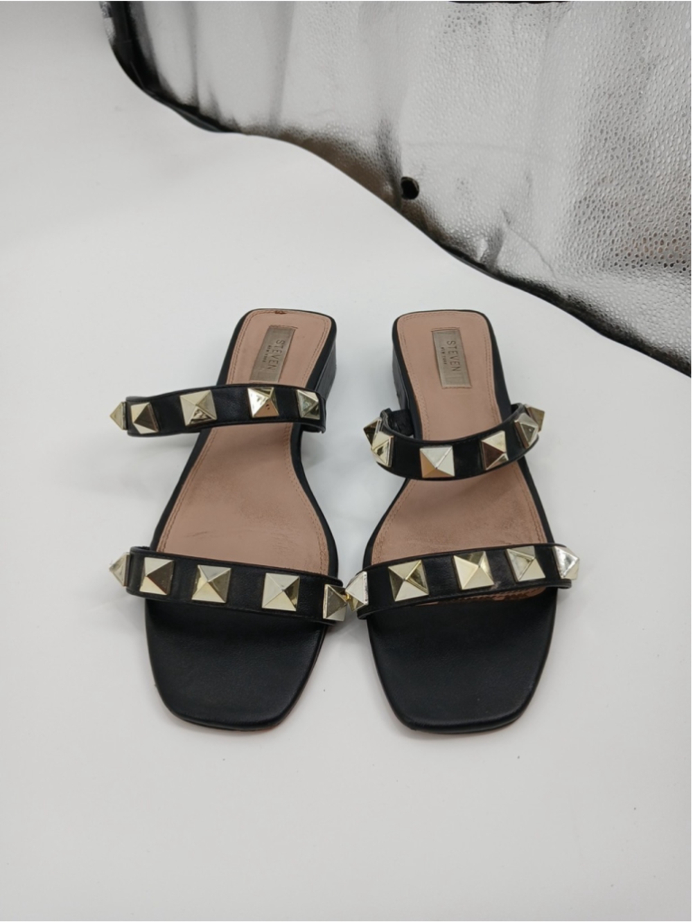 Steven New York Hays Sandal Slip On Black Stud Details Size 10